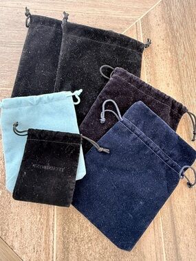 Velvet Drawstring Jewelry Pouches - Assorted Black, Navy, Light Blue